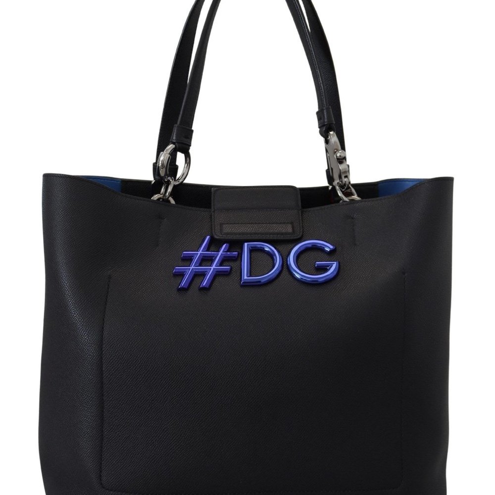 DOLCE & GABBANA Black Leather Dauphine #DG Shopping BEATRICE Bag